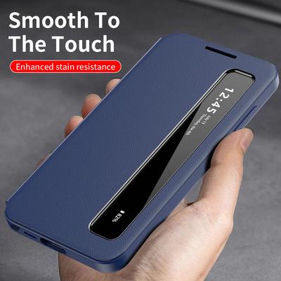 For Samsung Galaxy S26 Ultra Business Leather Smart Clear View Cover for Galaxy S25 Edge S24 Plus S23 FE Z Fold 7 6 5 Smart Flip Cover Protective Case