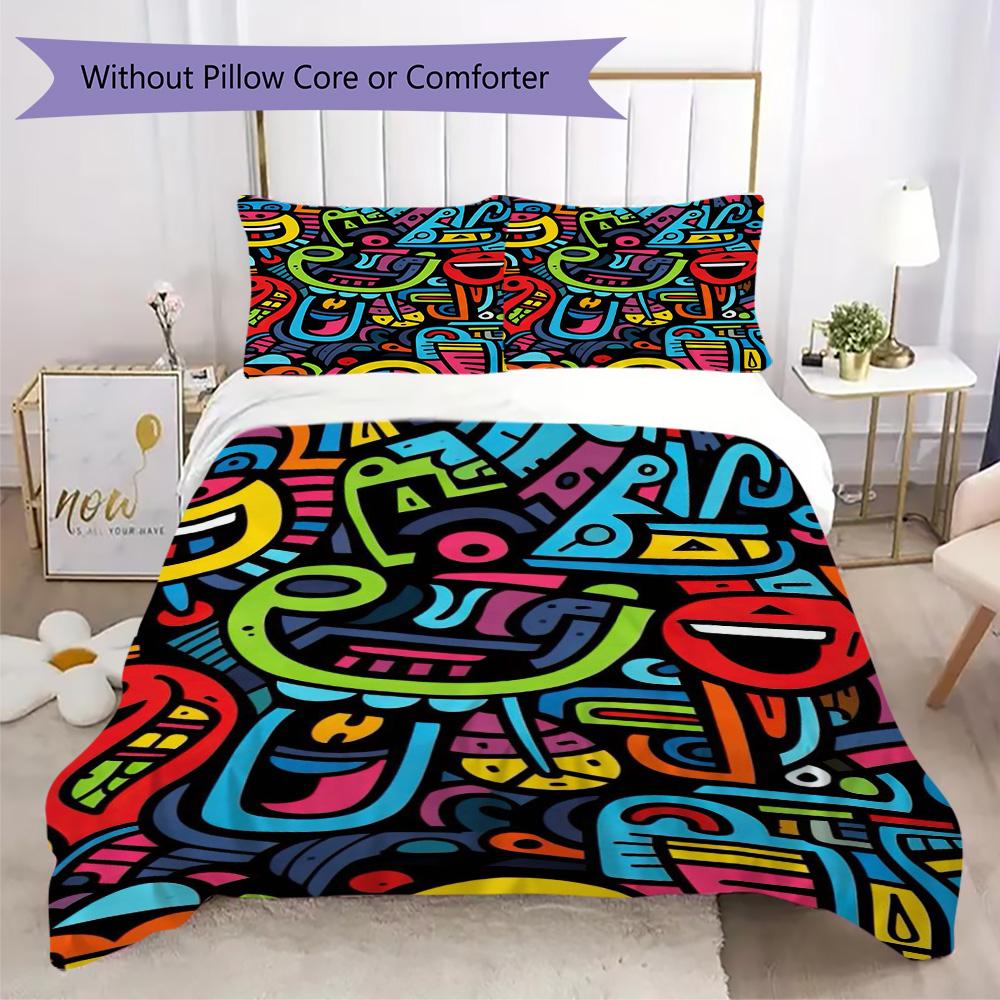 Fun Colorful Style Pattern Bedding,Quilt Set Quilt Cover Pillowcase Home Birthday Gift (1*duvet Cover+2*pillowcase,without core)ZSJT0917444
