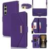 For Sony Xperia 1 VI Stand Case Cross Texture PU Leather Wallet Phone Cover with Shoulder Strap/Makeup Mirror