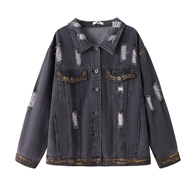 Джинсовая куртка больших размеров Весна и осень Винтажная джинсовая куртка Куртка — фото 6