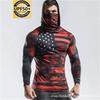 Mens Quick-Dry Hooded Rash Guard With Face Cover Print UV Protection Surfing Shirt Beach Fishing Outdoor Activities