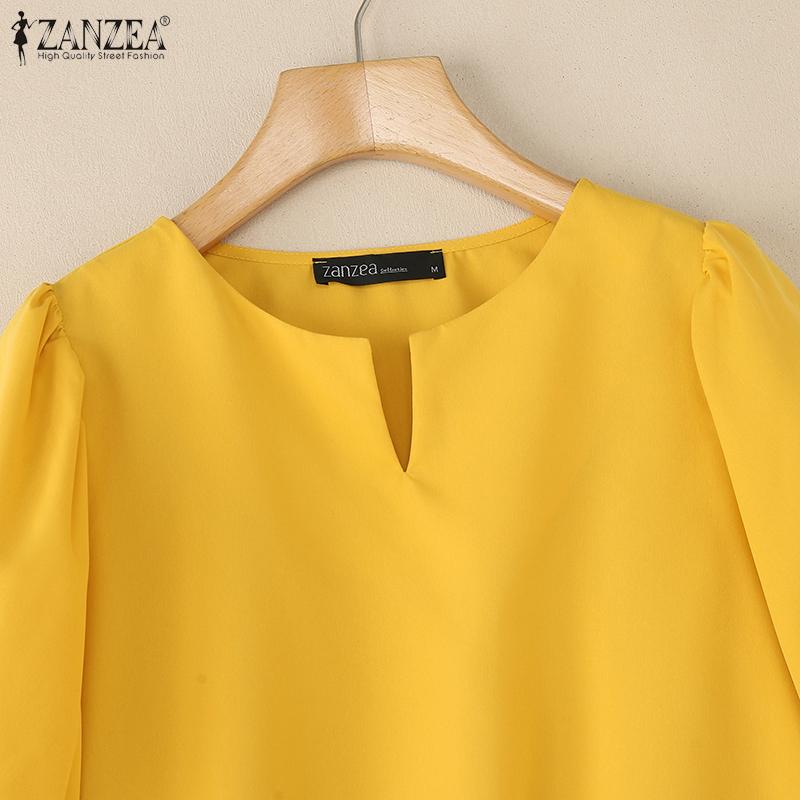 ZANZEA Women Casual V-Neck Summer Short Sleeve Blouse