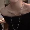 French Geometric Round Pearl Beaded Necklace Fashion Simple Court Style Necklace Light Luxury Premium Sweater Chain Women