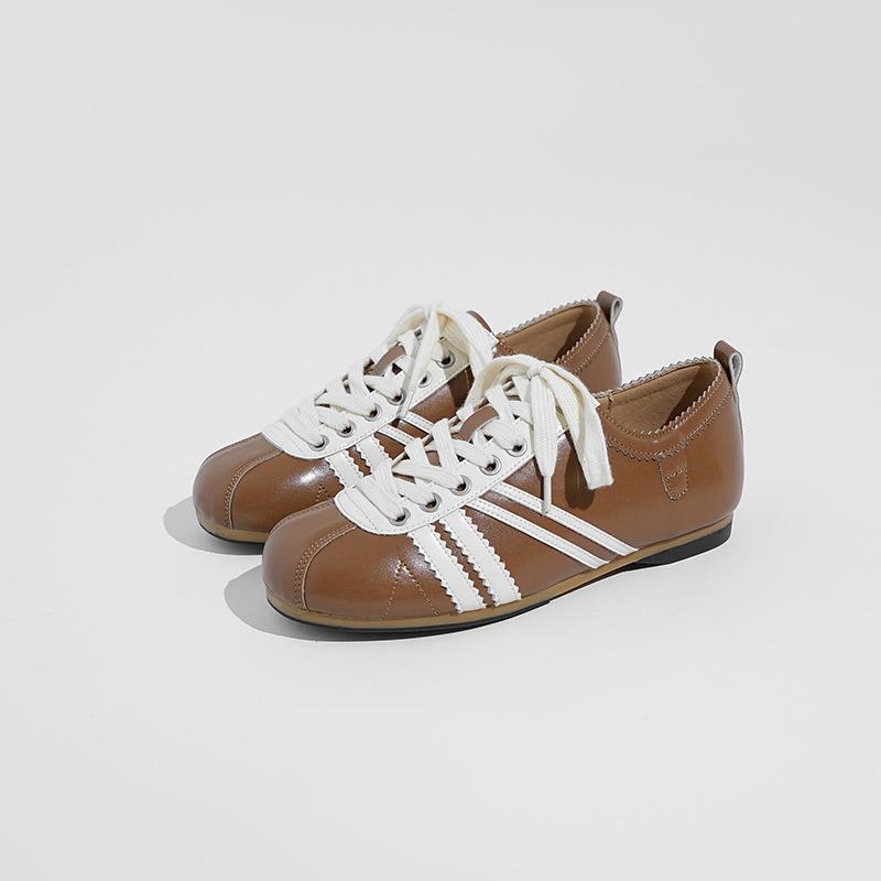 Dexun Shoes Women's Niche Design Color Matching Forrest Gump Shoes Low Heel Lace-up Inner Height Increase Versatile Round Head Casual Sports Shoes W