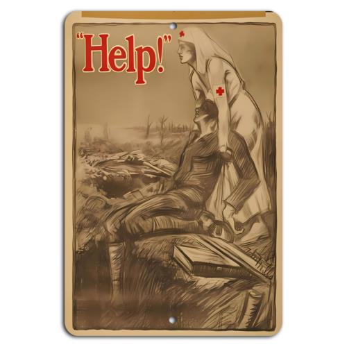 

Vintage Wartime Nurse Aid Classic Call to HelpAluminumtin sign 20x30cm（7.8x11.8inch）