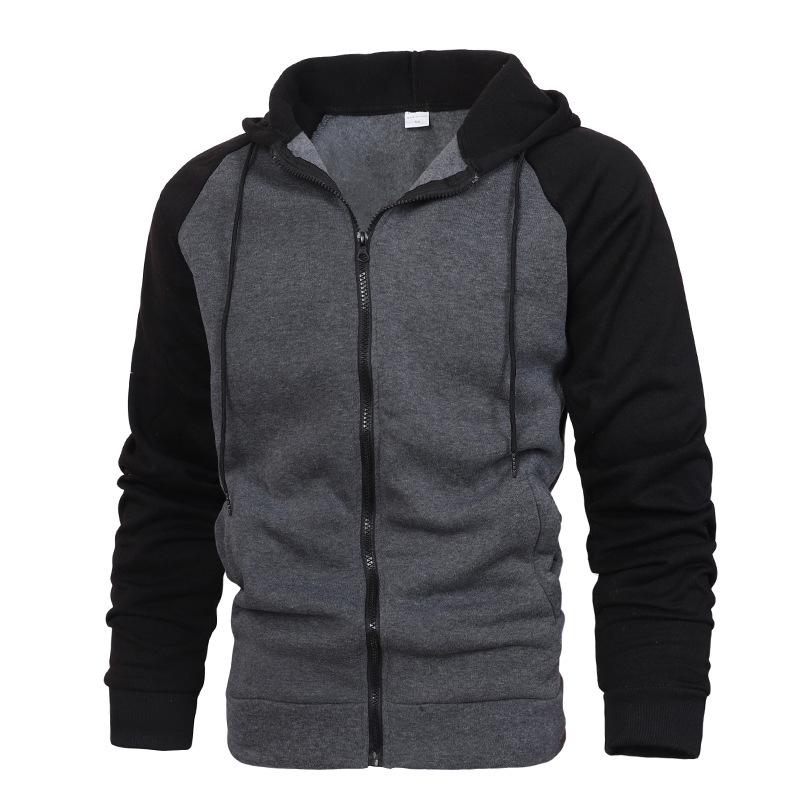 2024 Men's Color Block Raglan Sleeve Hoodie: Autumn/Winter European & American Fashion Casual Sports Top