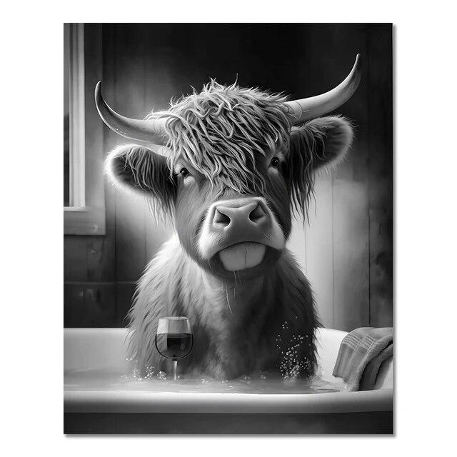 

Плакат с забавным животным в ванной, Жираф, Слон, Орангутан, Зебра, сидящая в ванне, холст, картина, настенная живопись для туалета, картины без рамки 21*30cm