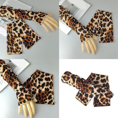Fashion Leopard Print Long Gloves For Women Men Cooling Arm Sleeves Soft Polyester Arm Covers Outdoor Activity Accessory