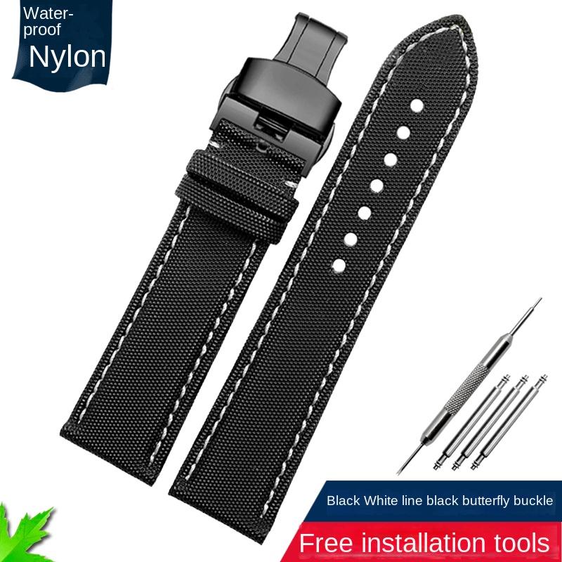Fiber Nylon Leather Watchband For Tudor Mido Tag Heuer Citizen Seiko Huawei Male Canvas Watch Strap Waterproof 20 21mm 22mm 23mm