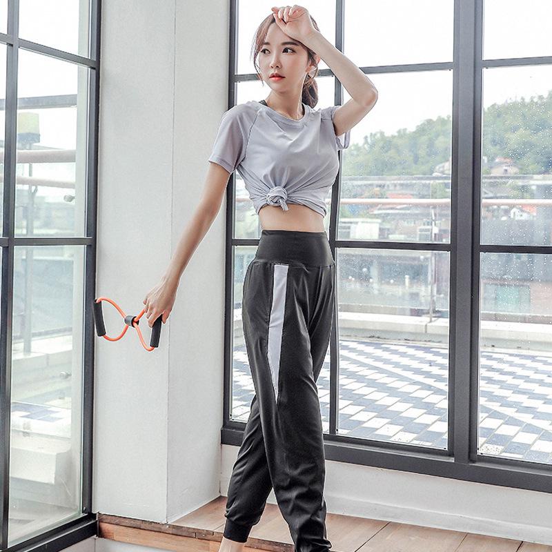 Women s Quick-Dry Yoga Set: Spring/Summer Loose T-Shirt  High-Waisted Pocket Pants with Sun Protection