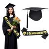 1/2/3Pc Class Of 2026 Black Golden Satin Sash Bachelor Cap With Tassel Graduation Shoulder Strap Congrats Grad Party Photo Props