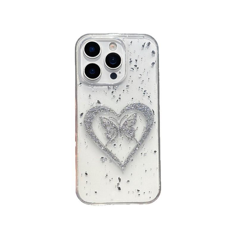 ins love butterfly is suitable for Apple 16pro mobile phone case iPhone15max anti-drop 14plus lanyard 13 case.