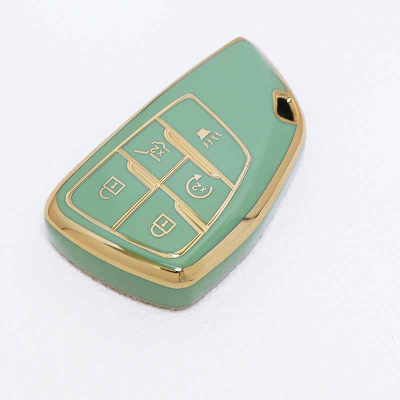 5 Buttons For GMC Yukon Gold Edge TPU Shell for Buick ENVISION S Plus Avenir for Chevrolet Tahoe Suburban Car Key Case Fob Cover
