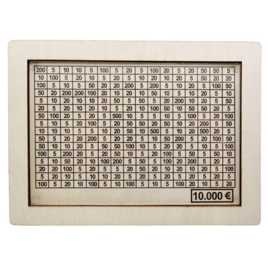 Tirelire En Bois Avec Compteur - Réutilisable, Objectifs 500 à 10 000 € - 8 Autocollants + Marqueur - Épargne Ludique