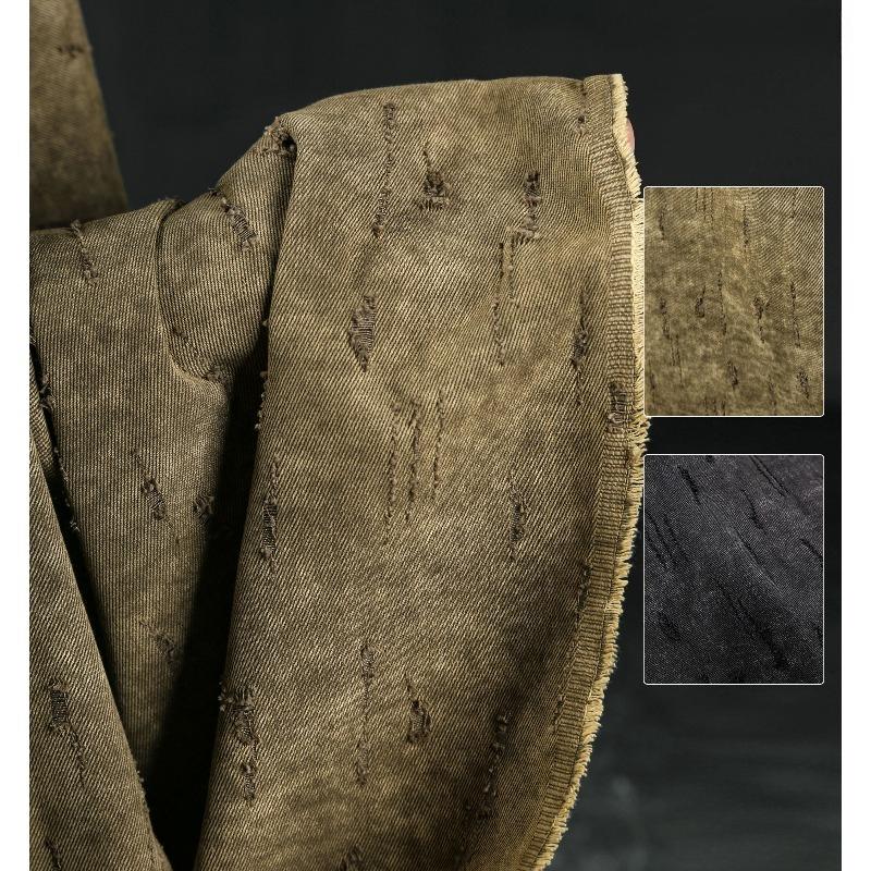 50x145cm Distressed Linen Cotton Fabric Heavy Washed Subtle Textured Material for Trench Coat Dress Clothing Designer Fabric