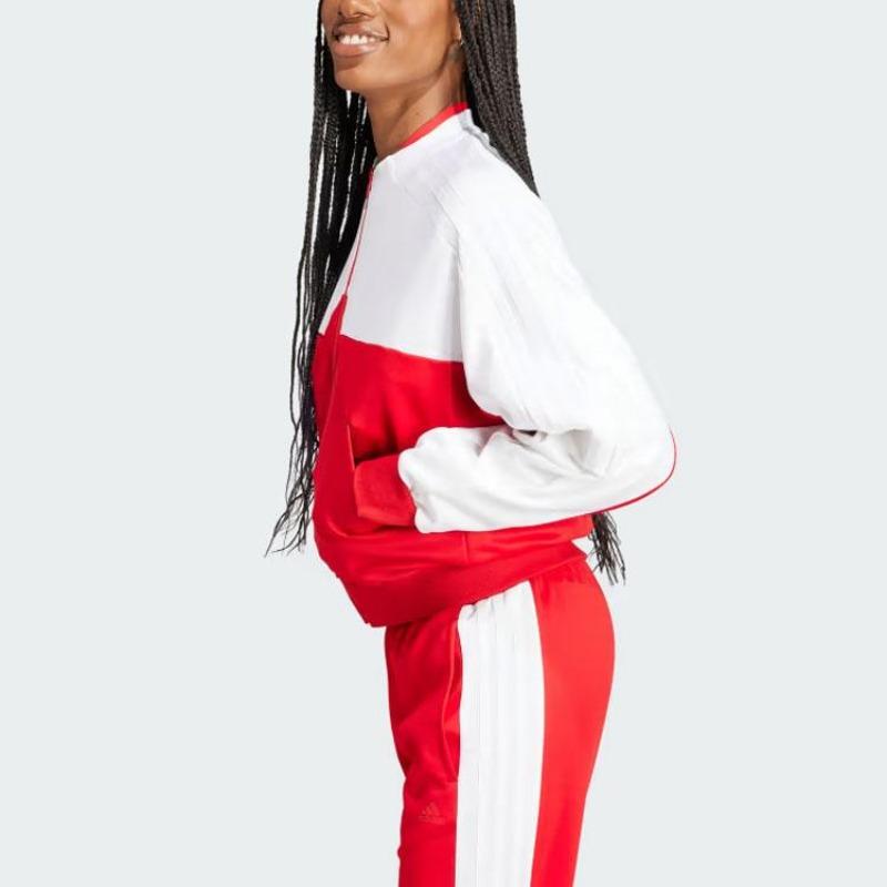 adidas Originals Women's Red White Colorblock Short Track Jacket IM5008