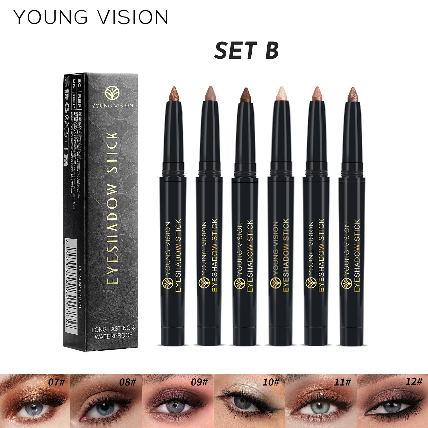 

YOUNG VISION 6 шт. перламутровый вращающийся карандаш для век с эффектом шелкопряда, водостойкий цветной карандаш для макияжа глаз 8123-setB