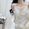 Golden velvet pure lace lace pajamas women's autumn and winter thick nightgown suspender trousers three-piece set loungewear
