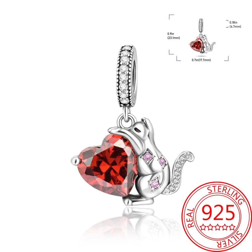 Lovely Copper Little Monkey Embracing Red Heart Pendant Fit Bracelet Necklaces Party Pairing With Handmade Gifts