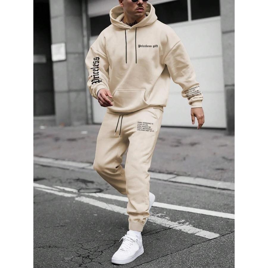 Herbst Winter Zweiteiliges Set für Männer Kordelzug Damen Trainingsanzug mit Kapuze Qualität Bequemer Casual Pullover Mode Täglich