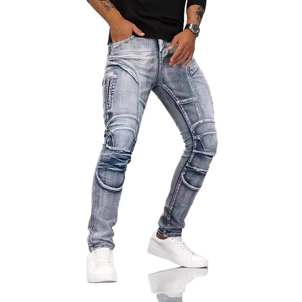 Męskie Jeansy Motocyklowe Kevlar Stretch - Odporne na Rozdarcia Spodnie do Jazdy