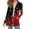 Women's Fashion Christmas Print Long-Sleeved Pocketed Slim-Fit Cardigan Coat