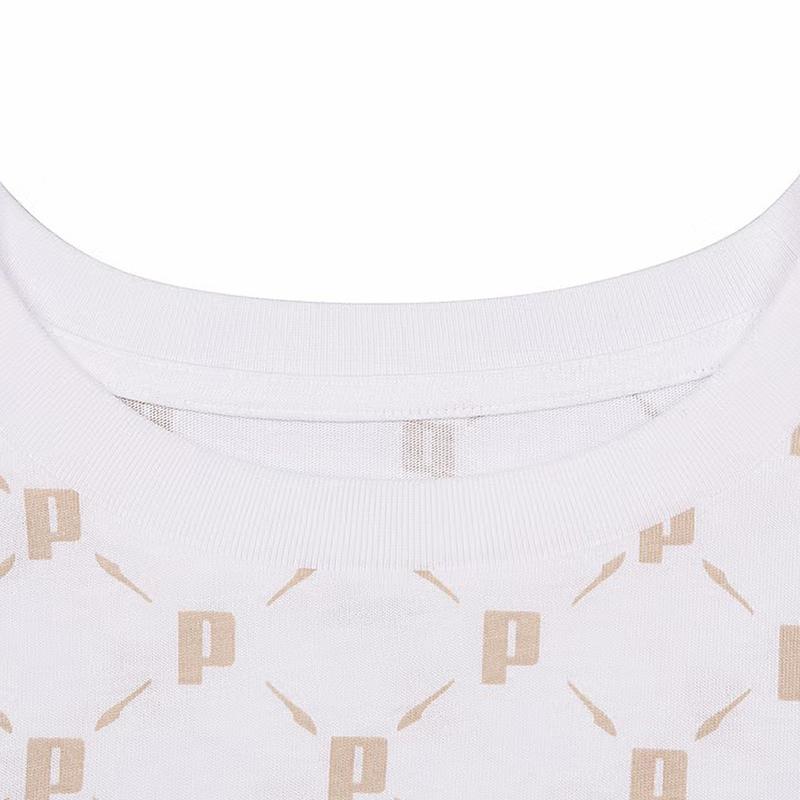 Puma Ss25 Brand Logo Letter All Over Print Round Neck Short Sleeve T-Shirt Unisex T-Shirt Ivory 689272-02