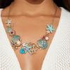 Ozean Muschel Seestern Übertrieben Halskette Choker Perle Strass Sommer Strand Koralle Metall Anhänger Halskette Kragen Boho Schmuck
