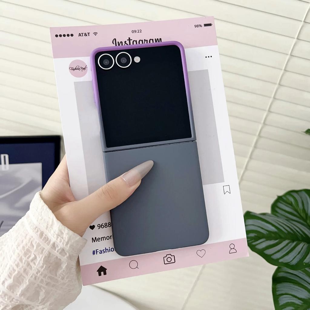 PC Skin Feel Gradient Color Phone Case for Samsung Galaxy Z Flip 7 6 5 4 3 ZFlip5 Flip6 Flip7 FE Large Window Protection Cover