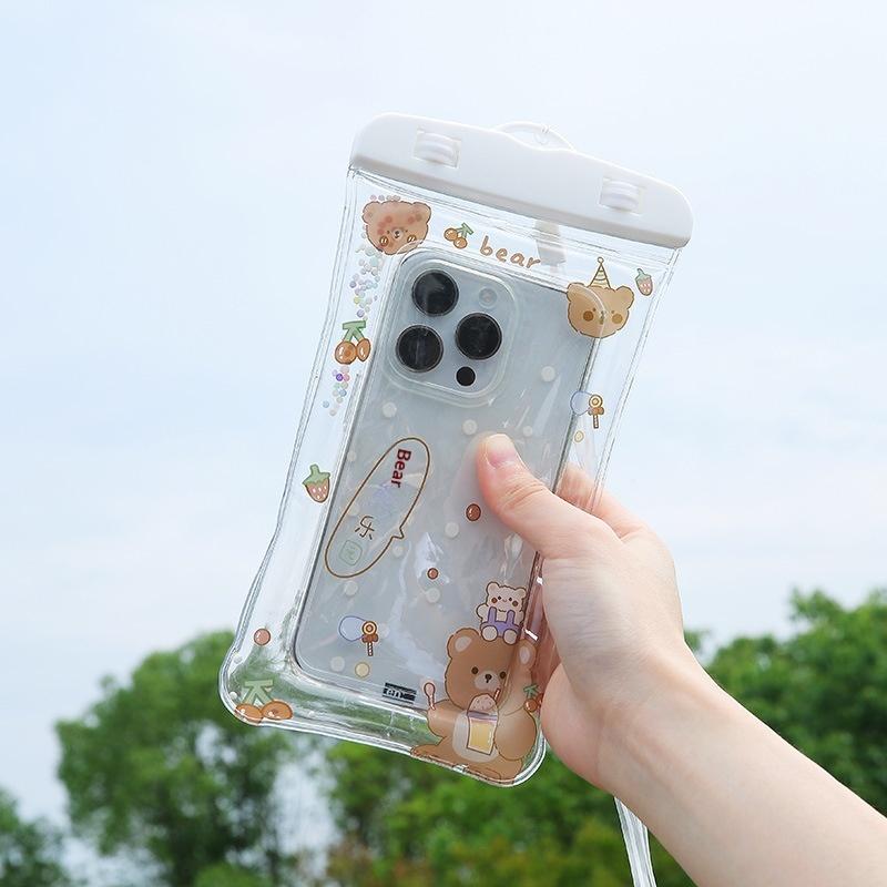 Cartoon Full View Waterproof Case For Phone Underwater Snow Rainforest Transparent Dry Bag Swimming Pouch Big Mobile Phone Cover