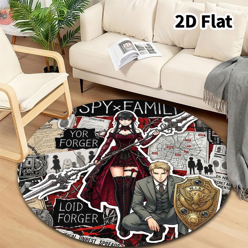 Spy Family Round Area Rug Carpet Rug For Living Room Bedroom Sofa Playroom Decor Nonslip Floor Mat