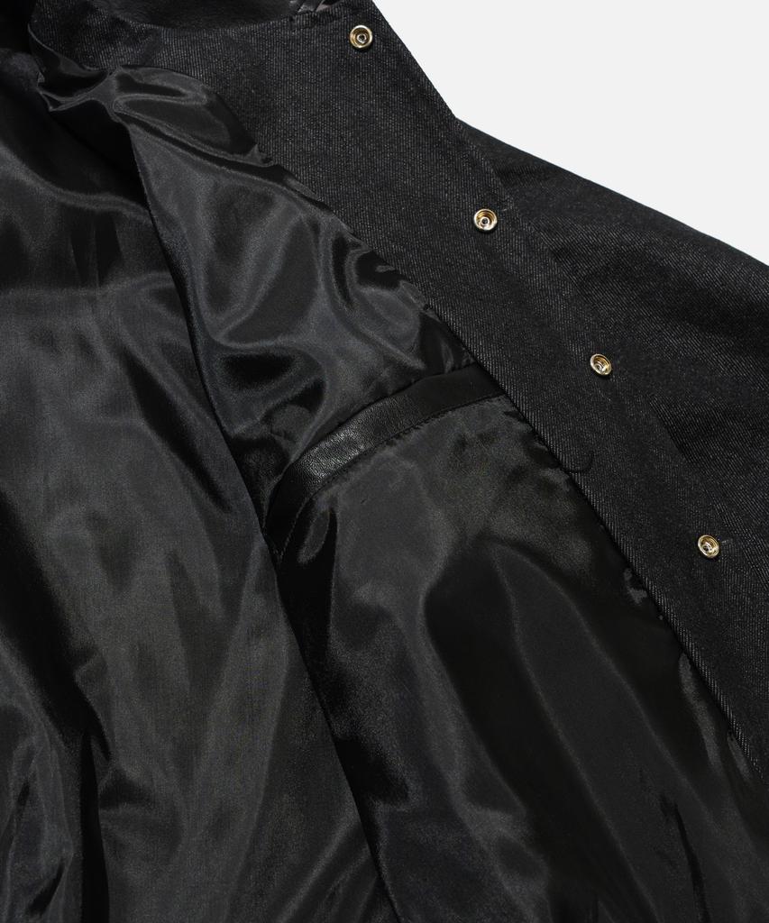 Vastic Leather Collar Denim Varsity Jacket_Black