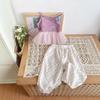 Now B. Happy Summer Girls' Gauze Top & Wide-Leg Pants Set - Stylish, Versatile, and Casual.