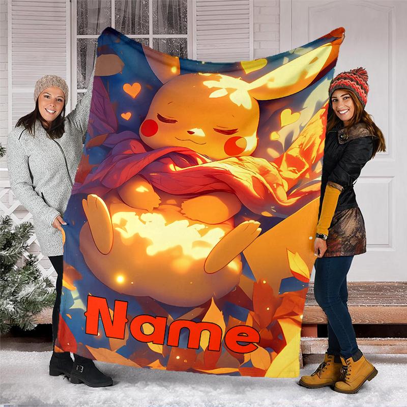 Personalized Custom Name Blanket - Pokémon Print Design,Blanket for Sofa,Bed,Travel,Camping - Soft and Warm, Great Gift