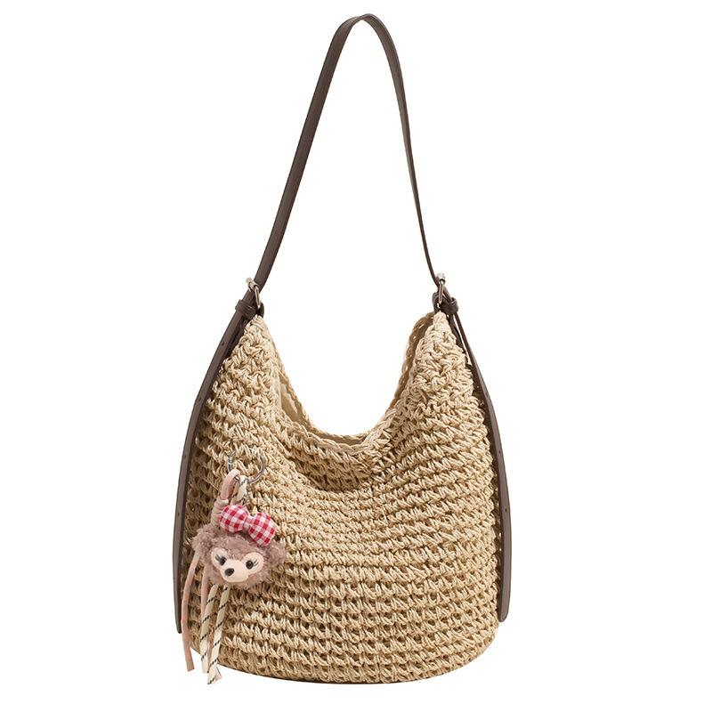 Large capacity woven straw bag women's summer new shoulder messenger bag seaside vacation wind beach bag