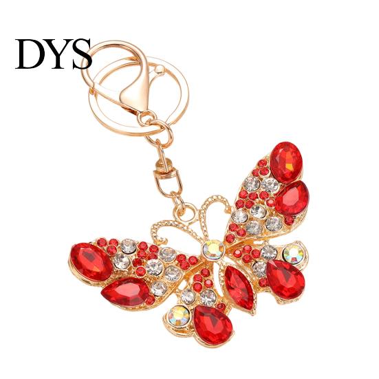 Anti-oxidation Keychain Pendant Sparkling Rhinestones Butterfly Design Key Chain with Lobster Clasp Backpacks Car Bags Decorative Accessory