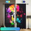 2pcs Colorful Painted Skull Printed Curtain for Home Decor - Rod Pocket Window Treatment for Bedroom   Office and  Kitchen