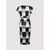 Patchwork Print V Neck Dress, Elegant Short Sleeve Dress For Spring & Summer, Women's Clothing