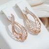 Bohemian Retro Gold Color Hollow Drop Earrings for Women Girls Crystal Zircon Fashion Jewelry Accessories