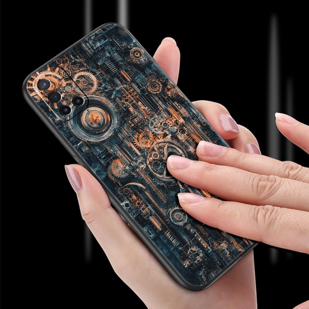 Mechanical Gear Pattern Phone Case For Oneplus 13R 13 12R 11 10T 10R Nord N100 N200 N10 10 9 9R 9RT CE 3 2 Z Pro Soft TPU Cover