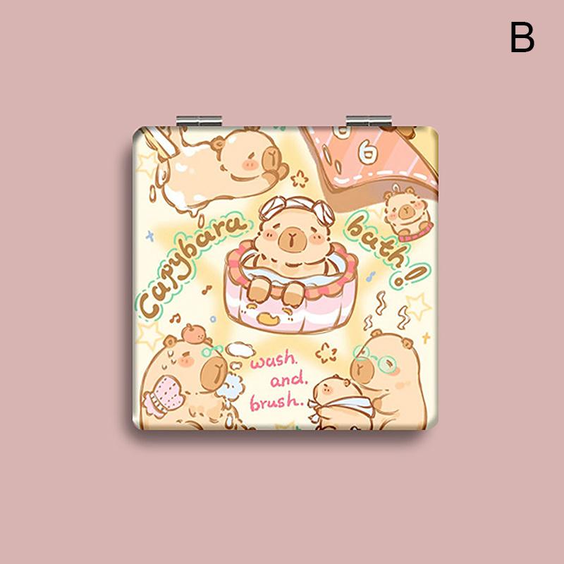 

Складное зеркало для макияжа с изображением животных из мультфильмов, мини-двухстороннее косметическое зеркало из искусственной кожи, портативное квадратное зеркало высокой четкости для девочек