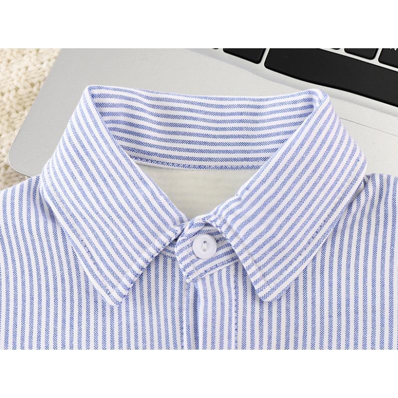 Boys' Cotton Shirts, Spring and Autumn Children's Handsome Striped Shirts, Korean Version of The Big Children's Outer Wear Long Sleeves