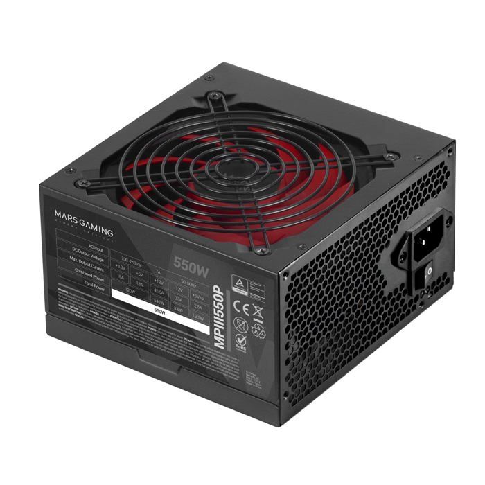 Alimentation ATX - Mars Gaming - MPIII550P - 550W - 5 Ans Garantie - Ventilateur FDB 120mm