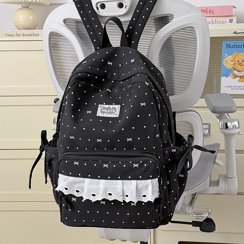Mochila japonesa linda chica encaje lazo mochila alto valor estudiante campus mochila escolar niñas viaje mochila pequeña