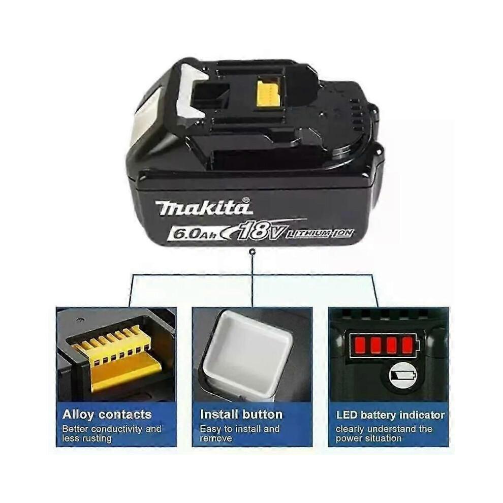(6.0Ah 2uds) 100% Makita 6ah Makita 18v Batería Bl1830b Bl1850b Bl1850 Bl1840 Bl1860 Bl1815 Batería de Litio de Repuesto-fj