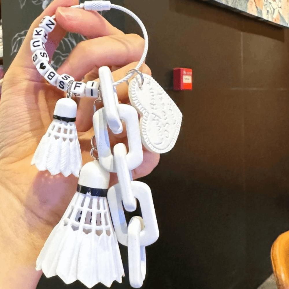 PVC Funny Tennis Ornament Creative Women Bag Charm Fashion Badminton Keychain  Couple