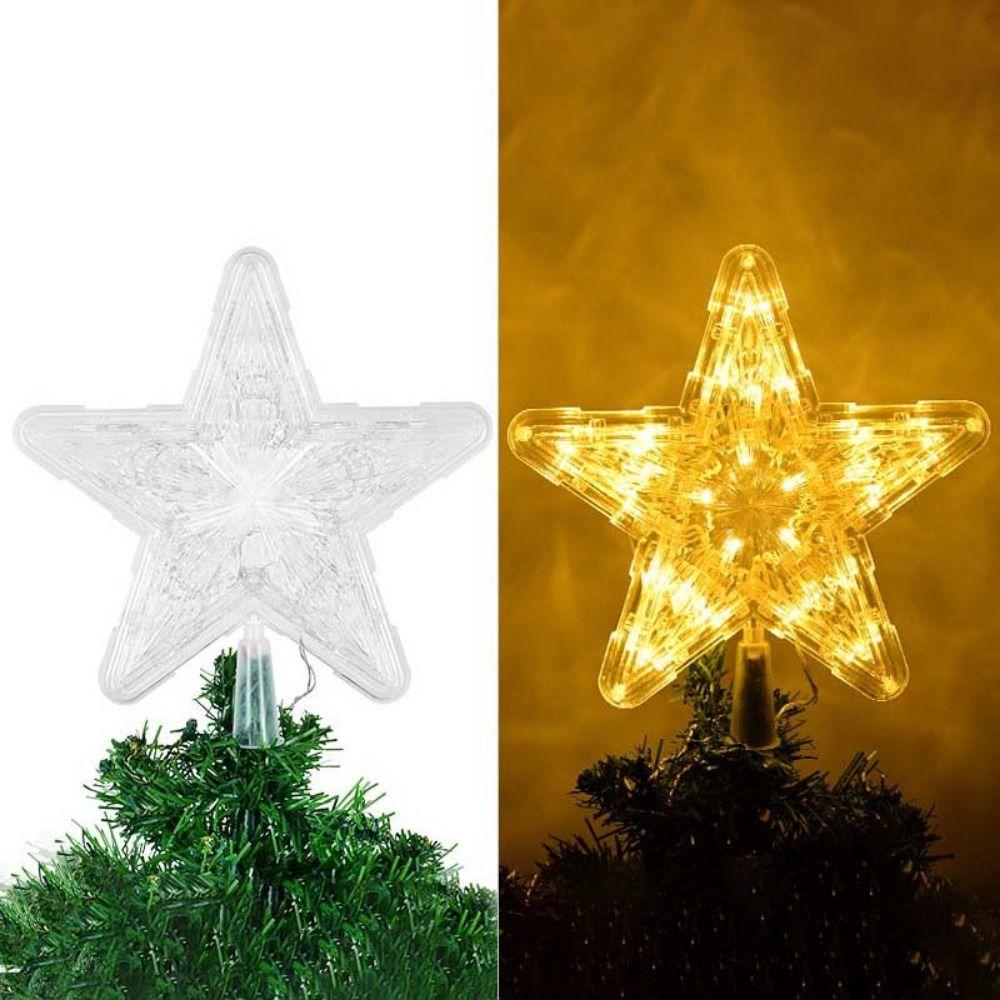 Five-pointed Star LED Lighted Star Glowing Xmas Tree Top Ornaments  Xmas Party