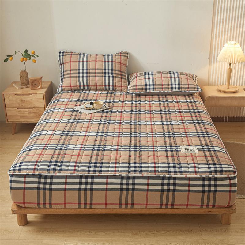 Small Fresh Style Warm Yarn-dyed Cotton Washed Cotton Bed Sheet Soy Quilted Bed Cover Simmons Protective Cover