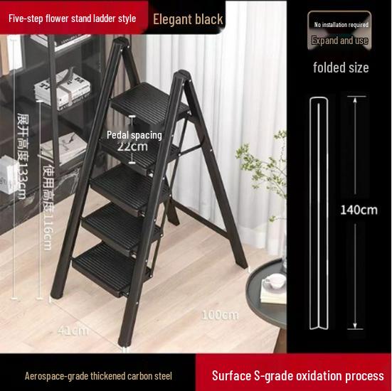 

Телескопічна складана драбина А-подібної форми - Портативна та міцна, від 3 до 5 сходинок для використання в приміщенні