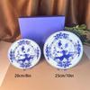 High-end Oriental Series Plate Coffee Cup And Saucer Mug Pink Purple Blue Printed Plate Cup And Saucer Suit Gift Box Tea Cup Set